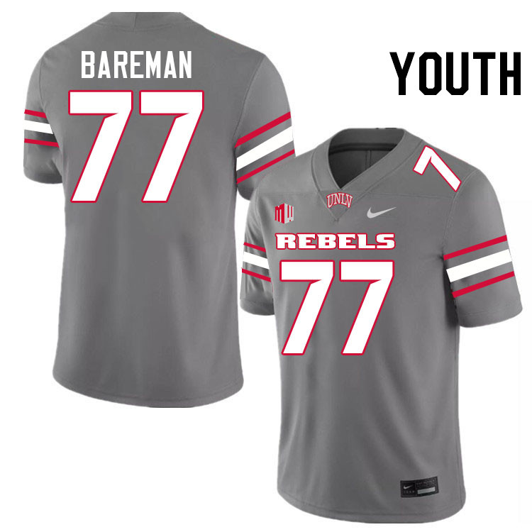 Youth #77 Michael Bareman UNLV Rebels College Football Jerseys Stitched-Grey